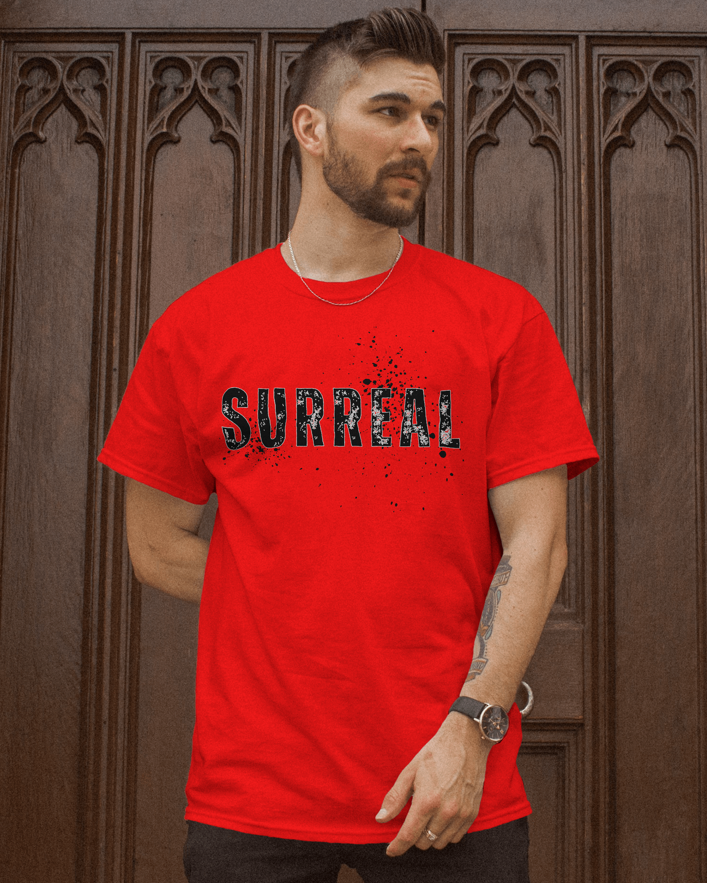 White “SURREAL” Graphic T-Shirt for Men – Urban Streetwear Style