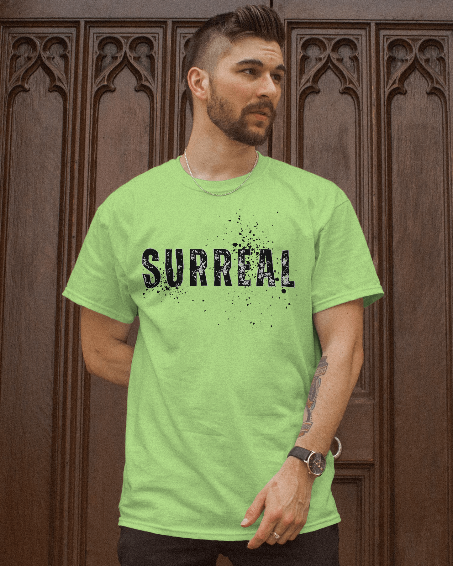 White “SURREAL” Graphic T-Shirt for Men – Urban Streetwear Style
