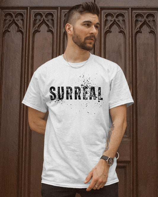 White “SURREAL” Graphic T-Shirt for Men – Urban Streetwear Style