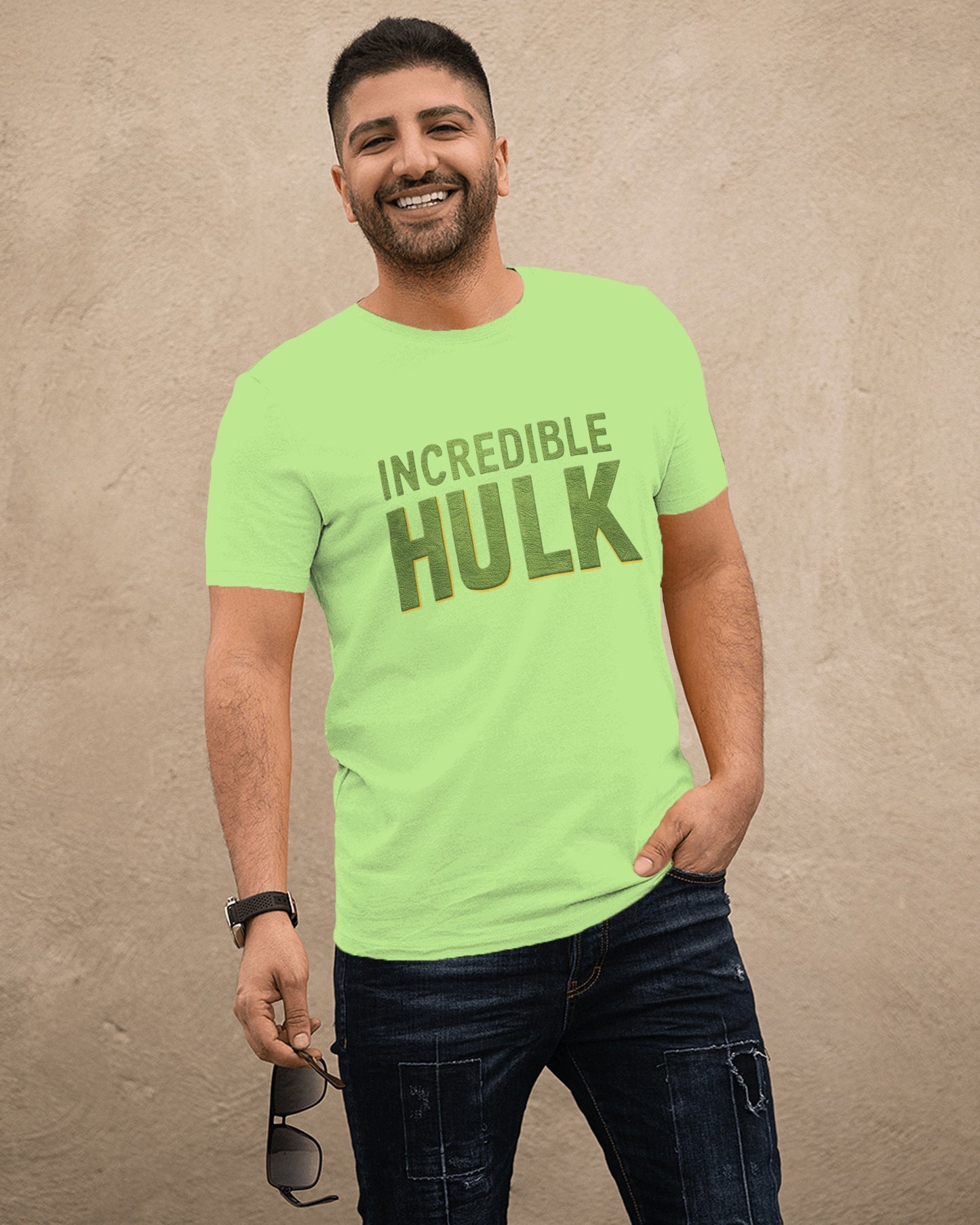 Mint Green "Incredible Hulk" Graphic T-Shirt for Men